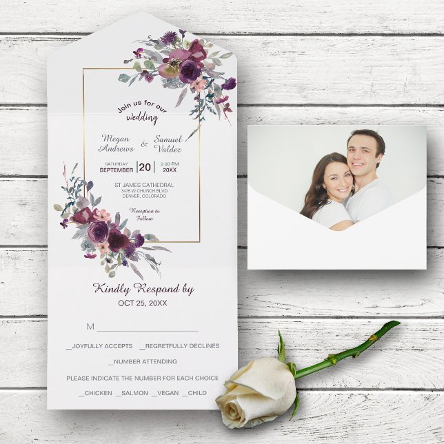 Violet Blue Floral Photo Template Wedding (Creator Uploaded)
