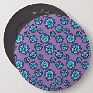 Violet Blue Flowers Pattern 6 Cm Round Badge