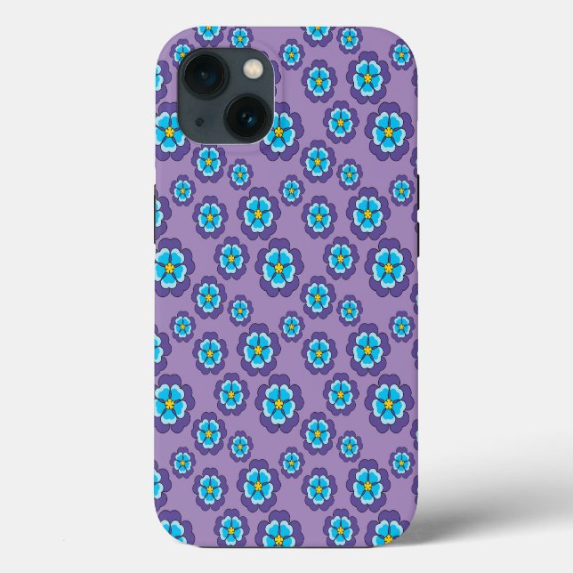 Violet Blue Flowers Pattern Case-Mate iPhone Case (Back)