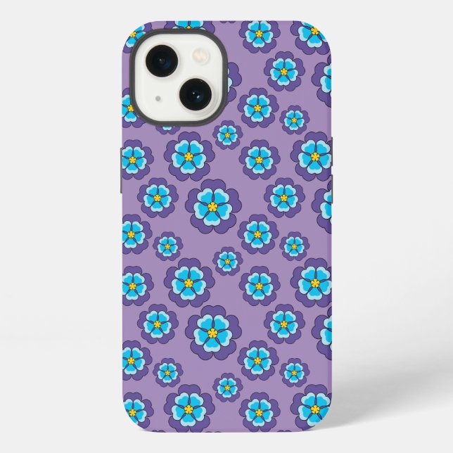 Violet Blue Flowers Pattern iPhone Case (Back)