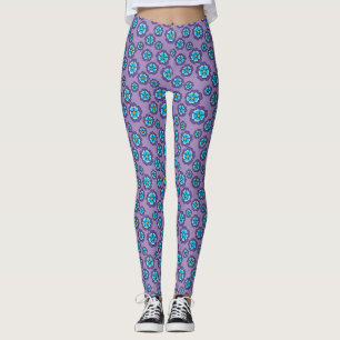 Violet Blue Flowers Pattern Leggings
