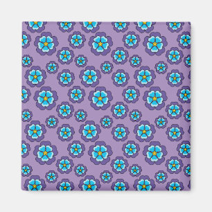 Violet Blue Flowers Pattern Magnet