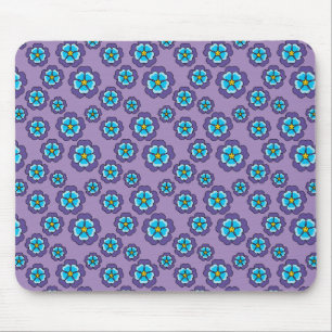 Violet Blue Flowers Pattern Mouse Mat