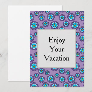 Violet Blue Flowers Pattern Personalise Holiday Card