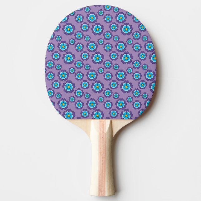 Violet Blue Flowers Pattern Ping Pong Paddle (Front)