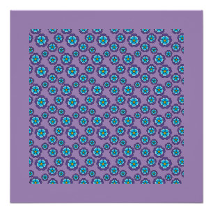 Violet Blue Flowers Pattern Poster