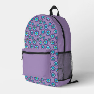 Violet Blue Flowers Pattern Printed Backpack