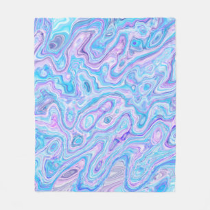 Violet Blue Marble Texture Abstract Liquid Paint Fleece Blanket