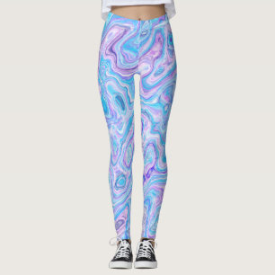 Violet Blue Marble Texture Abstract Liquid Paint Leggings
