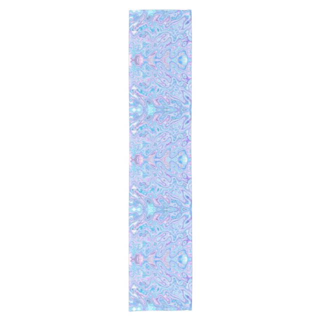 Violet Blue Marble Texture Abstract Liquid Paint Short Table Runner (Front)