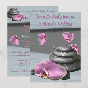 Violet Blue Orchid Rocks Wedding Invitation
