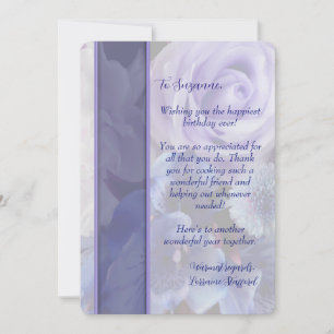 Violet Blue Rose Floral Birthday Card