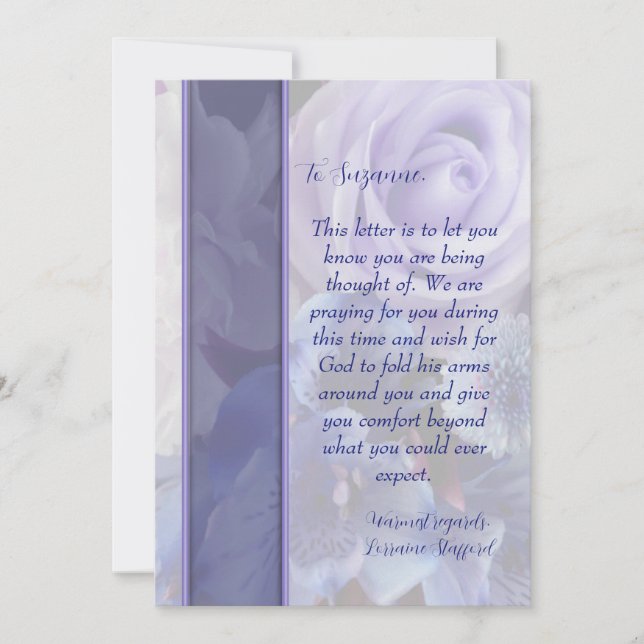 Violet Blue Rose Sympathy Card (Front)