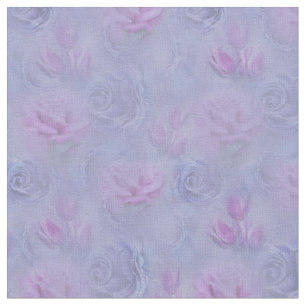 Violet-blue Watercolour Roses & Tulips Fabric