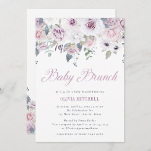 Violet Blush Floral Baby Brunch Invitation
