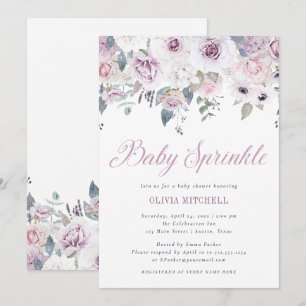 Violet Blush Floral Baby Sprinkle Invitation