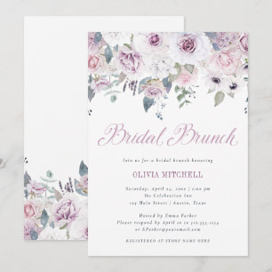 Violet Blush   Floral Bridal Brunch Invitation