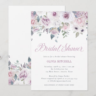 Violet Blush Floral Bridal Shower Invitation