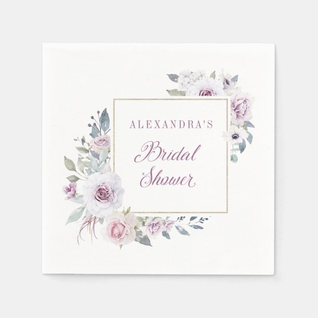 Violet Blush | Floral Bridal Shower Napkin (Front)