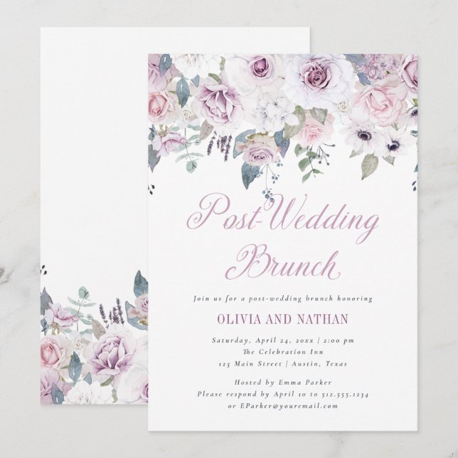 Violet Blush | Floral Post Wedding Brunch Invitation (Front/Back)