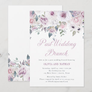 Violet Blush   Floral Post Wedding Brunch Invitation
