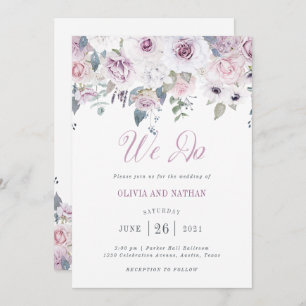 Violet Blush Floral Wedding Invitation