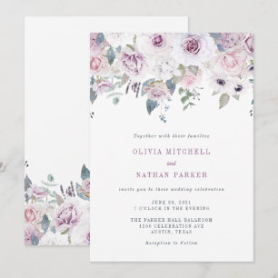 Violet Blush Floral Wedding Invitation
