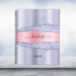 Violet blush pink agate marble name 2025 planner<br><div class="desc">Violet,  lavender coloured and blush pink metal and agate,  marble stone print as background.  Personalise and add your name. The name is written with a modern hand lettered style script.</div>