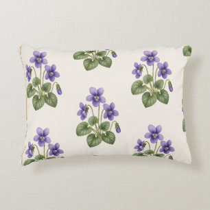 Violet Botanical, February Birth Flower Decorative Cushion