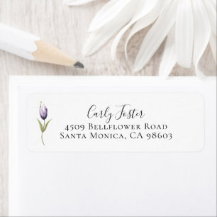 Violet  Botanical Floral Stem Return Address