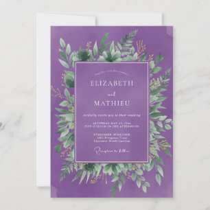 Violet Botanical Flourish Wedding Invitation