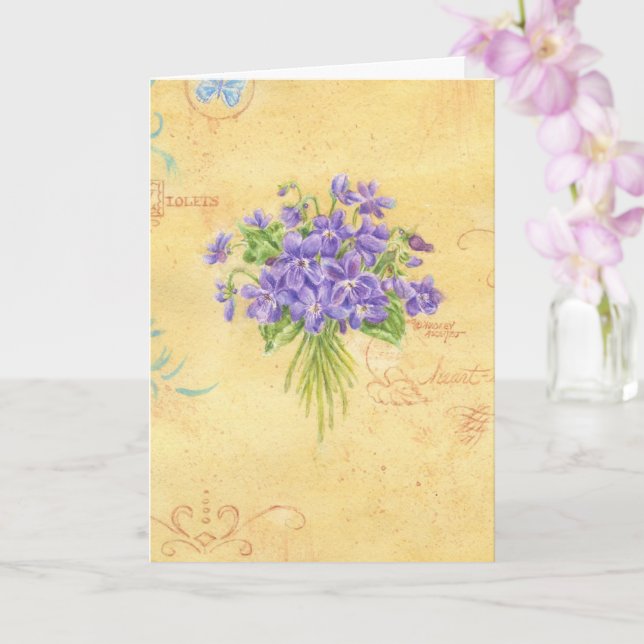 Violet Bouquet Blank Note Card (Orchid)