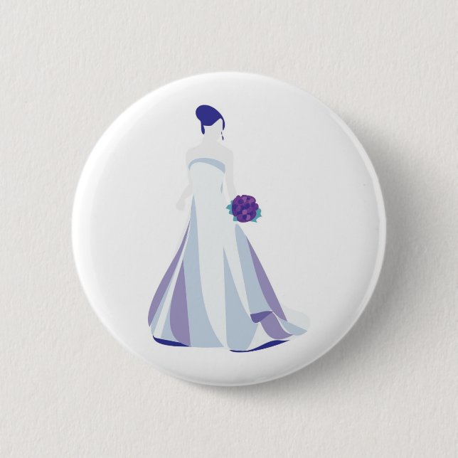 Violet Bouquet Bride 6 Cm Round Badge (Front)