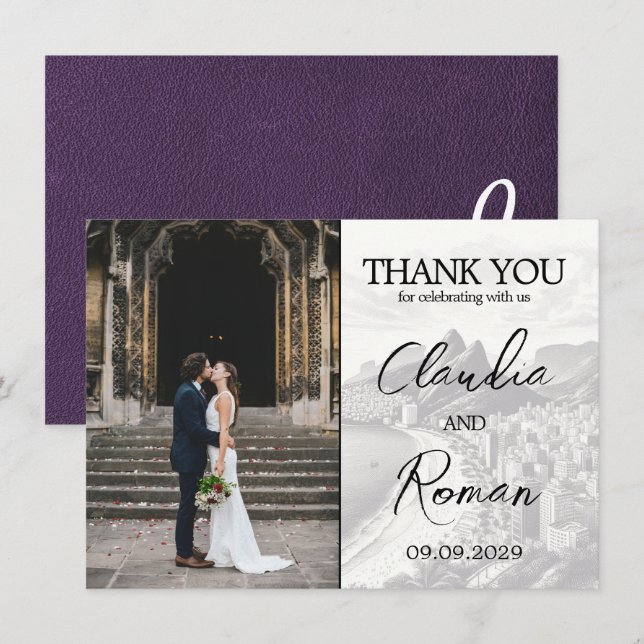 Violet Brazil Passport Thank You Card (Front/Back)
