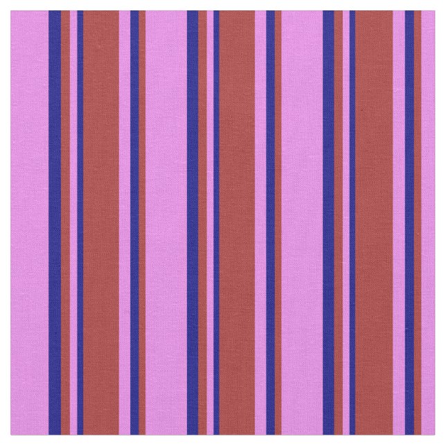 Violet, Brown & Blue Coloured Lines Fabric (Close Up)