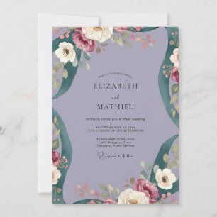 Violet Burgundy Painted Wedding Invitation