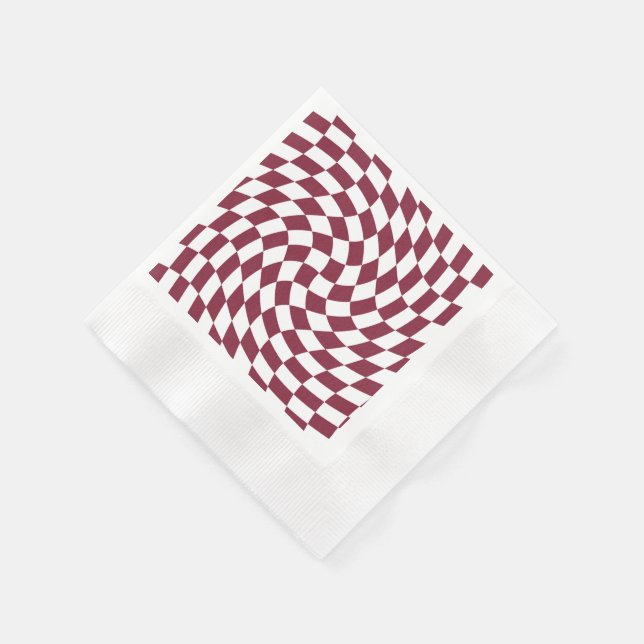 Violet Burgundy Wedding Collection Check Chequered Napkin (Corner)