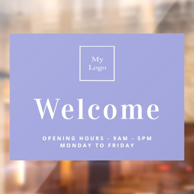 Violet business logo opening hours welcome  window cling (Sheet 2)