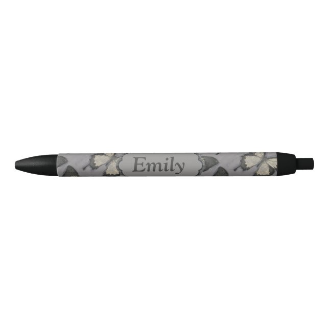 Violet Butterfly Black Ink Pen (Front)
