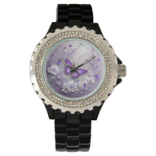 Violet butterfly theme watch