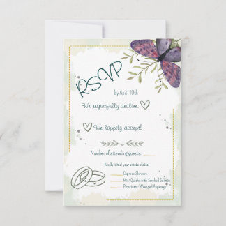 Violet Butterfly Watercolour  RSVP Card