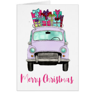 Violet Car with Christmas Gifts