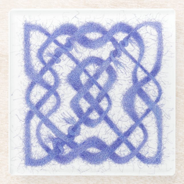 VIOLET CELTIC KNOT Glass Coaster (Front)