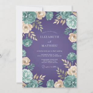 Violet Champagne Bloom Wedding Invitation