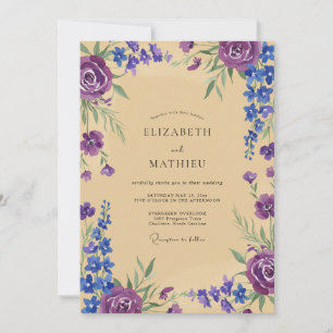 Violet Champagne Wisteria Wedding Invitation