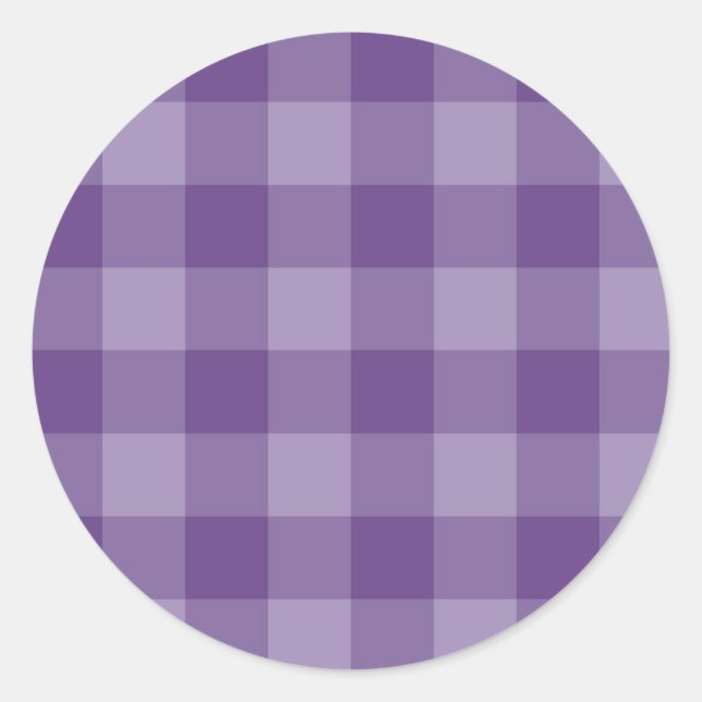 Violet chequered background classic round sticker (Front)