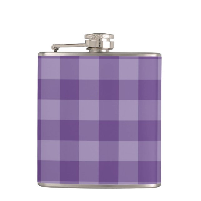 Violet chequered background hip flask (Front)