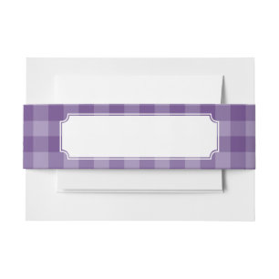 Violet chequered background invitation belly band