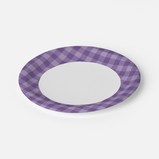 Violet chequered background paper plate (Angled)
