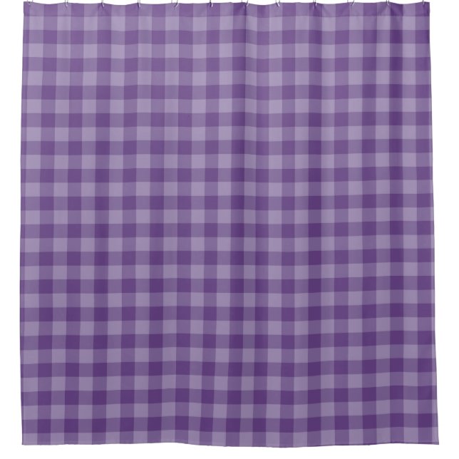 Violet chequered background shower curtain (Front)